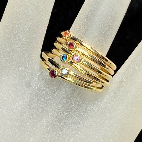 14K yellow gold natural Gemstone handmade stackable ring